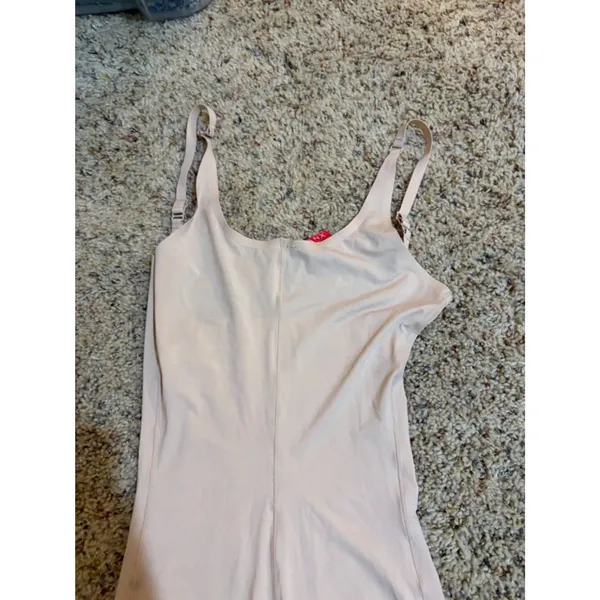 Spanx Open-Bust Mid-Thigh Bodysuit Shapewear Nude Beige - Image 8