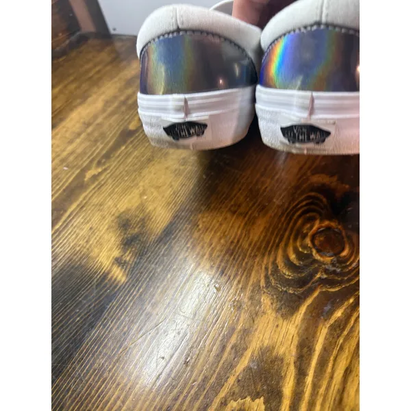 Vans Silver Iradescent Slip‎ On Sneakers Size M5/W6.5 - Image 7