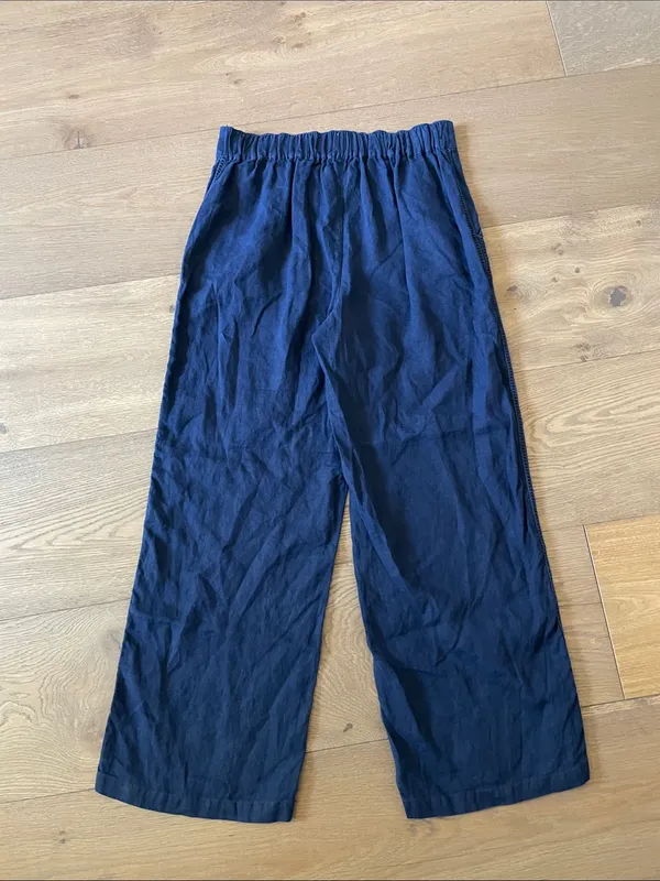 Joie Navy Blue Wide-Leg Pull-On Pants Size Medium 100% Linen - Image 9