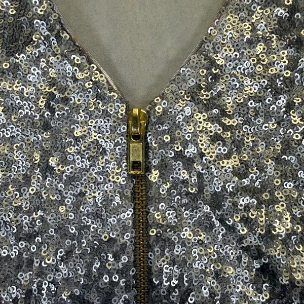 Dress‎ the Population Silver Sequin Mini Dress Womens XS Low V-Back Made in USA - Image 7