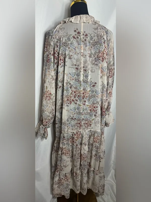 VICI Women's Sheer Floral Maxi Dress Tiered Ruffle Boho Long Sleeve cottagecore - Image 8