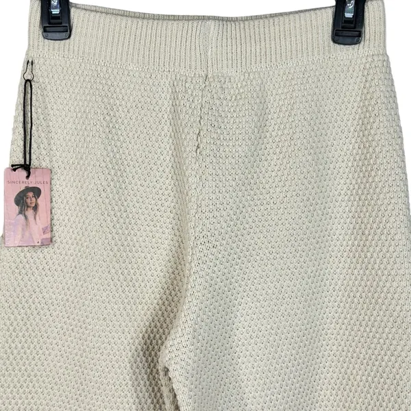 Sincerely Jules Medium Wide Leg Sweater Pants Pull-On High-Rise Stretch Beige - Image 2