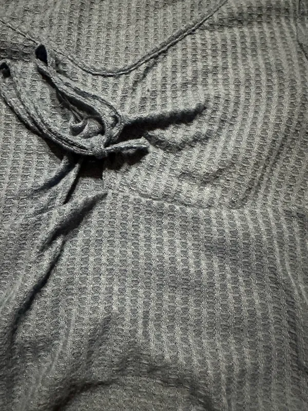 SheIn Blue Waffle Knit Tie Front Crop Top Size M - Image 2
