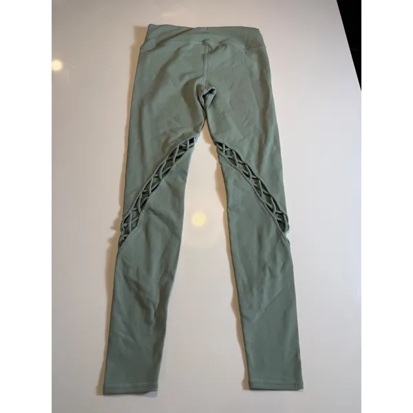 ALO Yoga Entwine Leggings‎ Sage Green Lace-Up Cutout Size S - Image 5