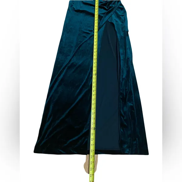 BHLDN Luella Emerald Green Strapless Velvet Side Slit Maxi Dress XS - Image 8