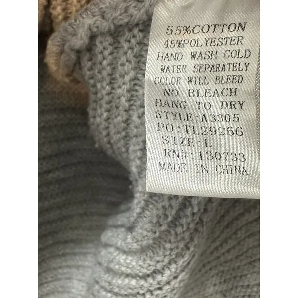 UMGEE Sweater Gray ‘All Laced Up’ Oversized Ribbed Tie Sides V-neck Large Boho - Image 3
