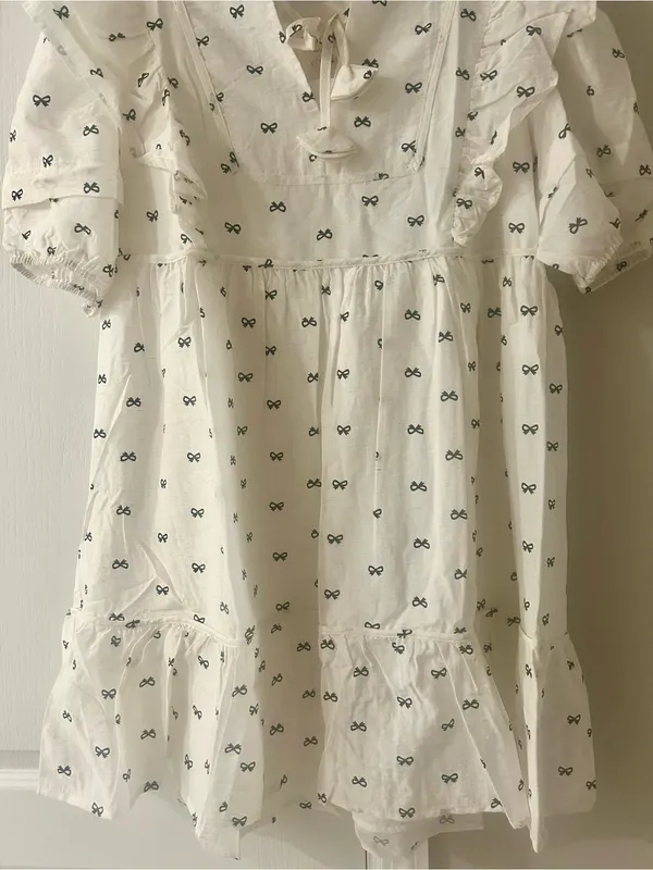 Umgee Off White Dress with Bow Print Size Small - Image 3