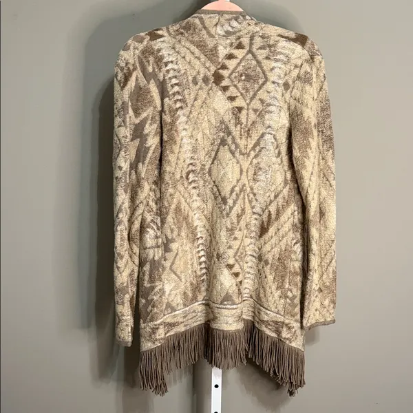 Lucky Brand XS‎ Aztec Fringe Open Front Cardigan Sweater - Image 9