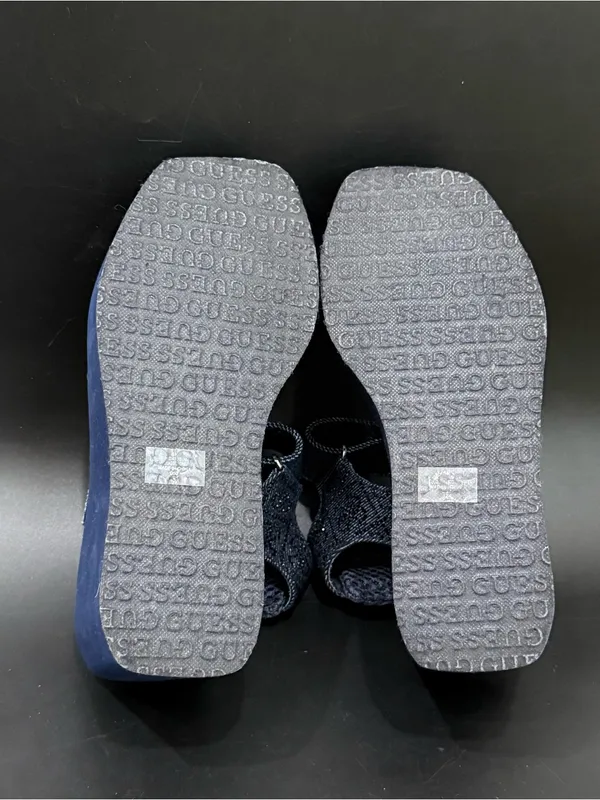 GUESS Dawsin Denim Rhinestone Embellished Straps EVA Soles Wedge Sandals Size 6 - Image 9
