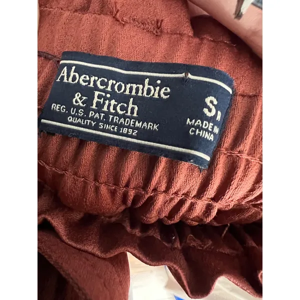 Abercrombie‎ Terra Cotta Satin Jogger Pants Paperbag Waist Tie Belt Size Small - Image 6