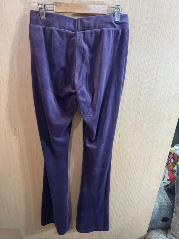 Women adidas Purple Velour Flared Sweats Size Small - Image 3