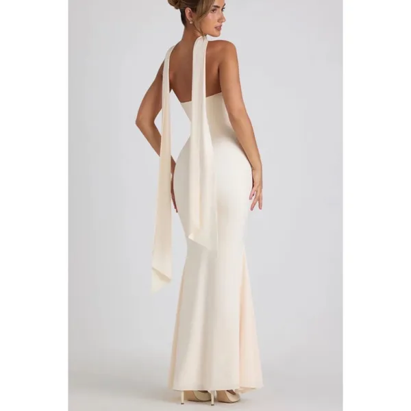 Oh‎ Polly Imogene Ivory Strapless Scarf Detail Maxi Gown NWT Size US 0 - Image 3