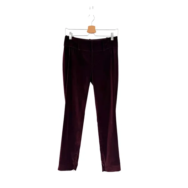 Alice + Olivia‎ Olivia Burgundy Merlot Velvet Bootcut Trousers Pants Size 0 - Image 3