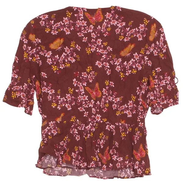 Madewell Womens‎ Top Butterfly Sanctuary Wrap Tie Sleeve Burgundy Size 0 - Image 2