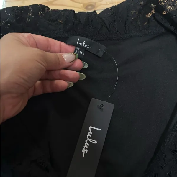 NWT Lulus Memorably Romantic Black Lace Long Sleeve Mini Dress - Image 9