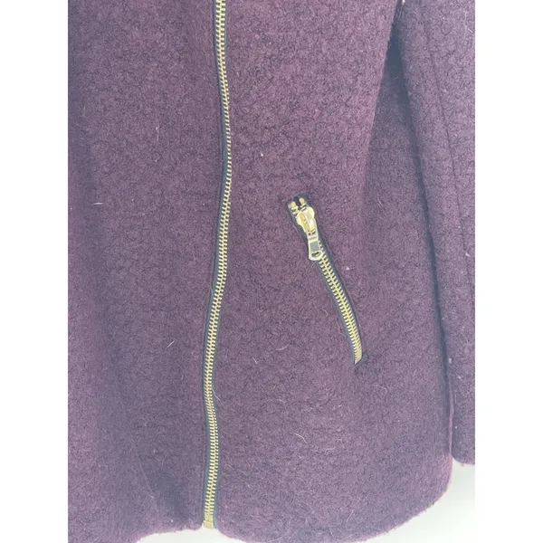 Forever21 Moto Wool Jacket Womens Size L Burgundy, Gold Zipper‎ - Image 4