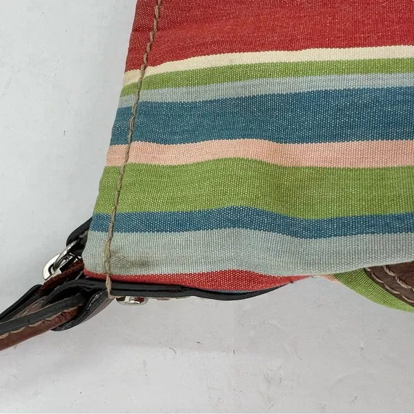 Fossil striped braided handle shoulder bag colorful magnetic closure casual - Image 5