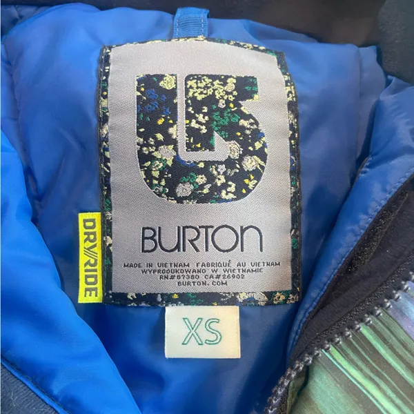 Burton Dri Ride Winter Coat Blue Black Pattern Hood Ski Snowboard Sled - XS - Image 11
