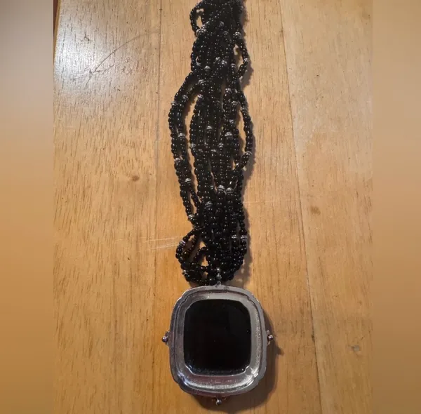 Statement Multi strand Beaded Necklace Black - Image 4