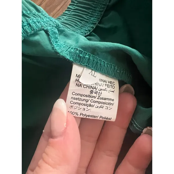 Unbranded Green Athletic Shorts Pink Side Stripes - Image 4