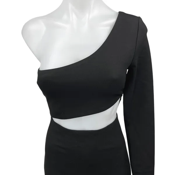 NEW Tiger Mist Nova Black One Shoulder Cutout Long Sleeve Mini Bodycon Dress XS - Image 3