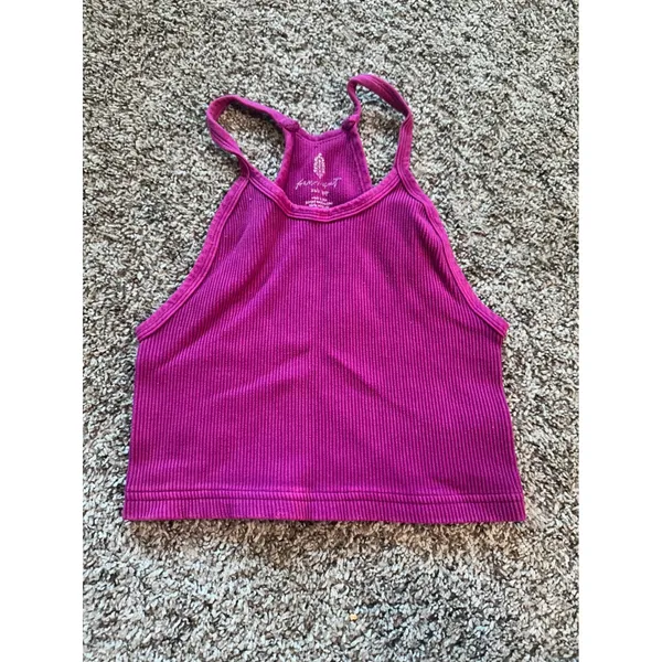 Free‎ People Movement Happiness Runs Crop Tank Magenta Purple Ribbed XS/S - Image 2