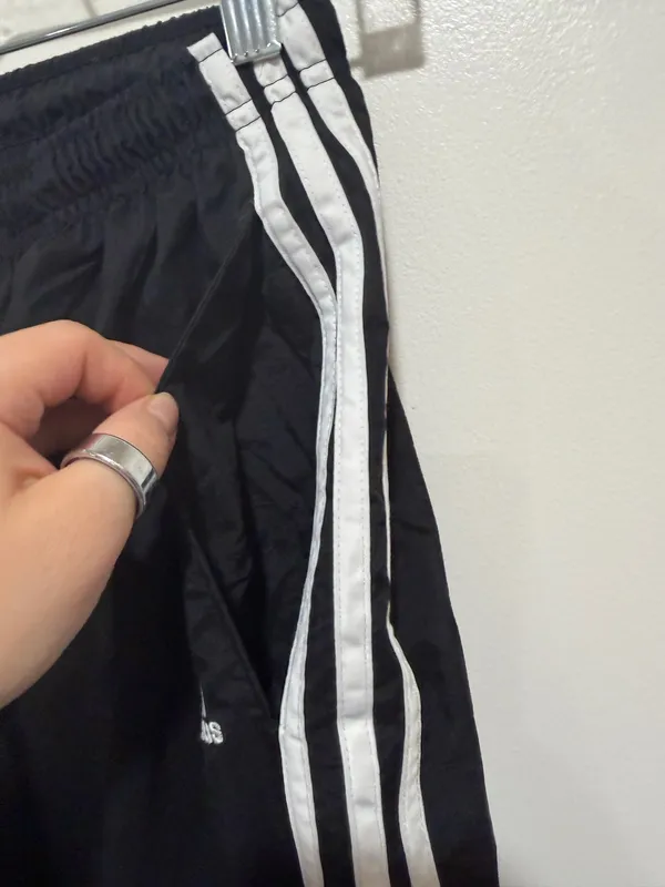 Vintage Adidas Men’s Black 3-Stripe Nylon Windbreaker Track Pants Size Medium - Image 4