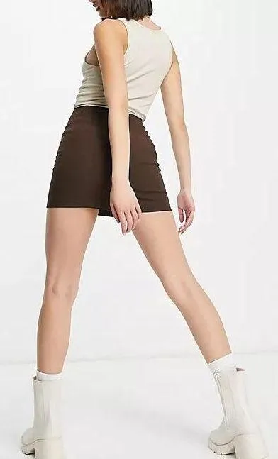 Pull&Bear Brown 70s Mini Skirt - Image 4