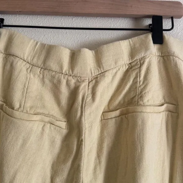 Abercrombie & Fitch linen blend tailored straight pants butter yellow size 10 - Image 5