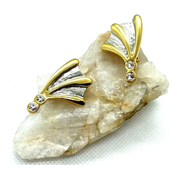 Vintage Rhinestone Gold and Silver Tone‎ Clip On Earrings 1960s Whimsical - Image 3