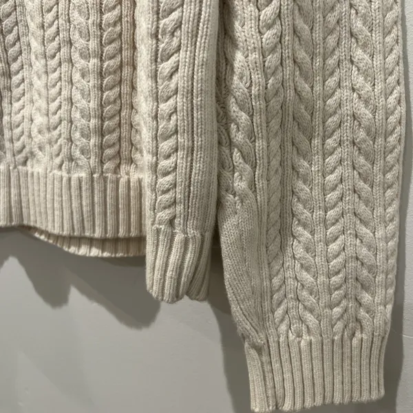 Lauren Ralph Lauren Sweater Cable Knit Quiet Luxury Preppy Cream measures size L - Image 11