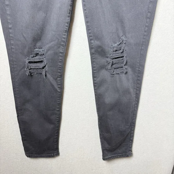 American Eagle High-Rise Jegging Jeans Black Stretch Distressed Lace Detail 16R - Image 3