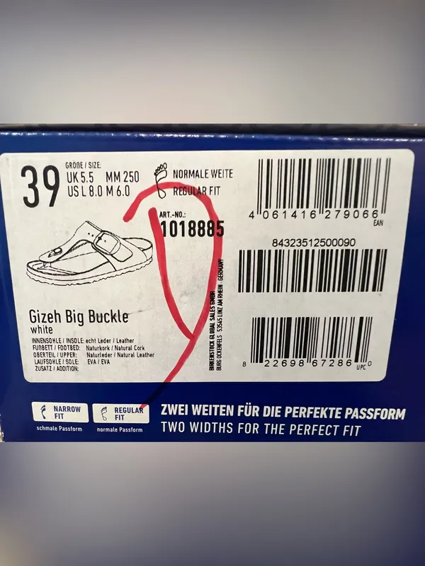 Birkenstock Gizeh Big Buckle White Leather Sandals Women’s 8 EU 39 Regular NIB - Image 4
