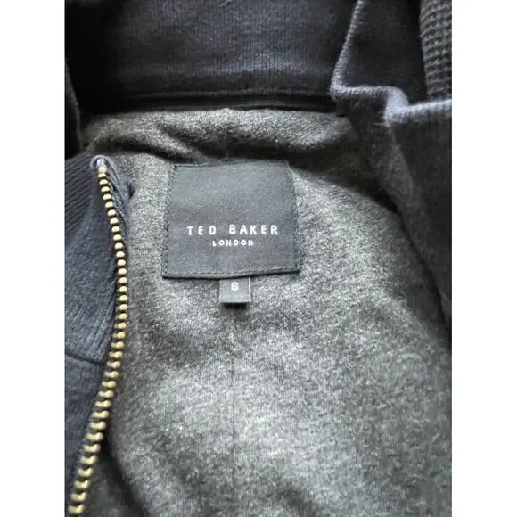Ted Baker‎ London Blue Wool Sleeve Textured Coat Jacket Removable Collar Size 6 - Image 9