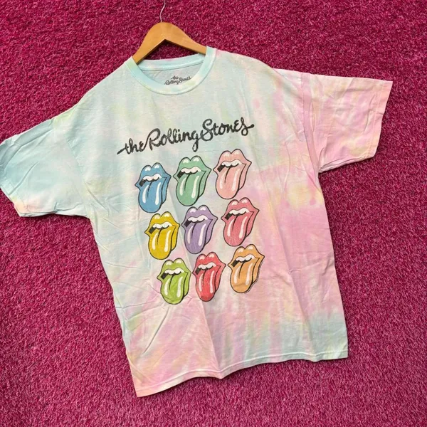 The Rolling Stones Hot Lips Pop Art Rock Pastel Tie Dye XL - Image 3
