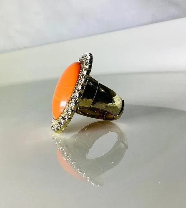 INC Large Coral Stone Ring - Image 5