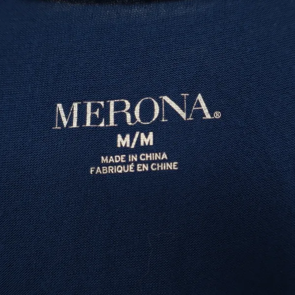 Merona Fit & Flare Dress Womens Medium Royal Blue Rayon Stretch Pleated V Neck - Image 2