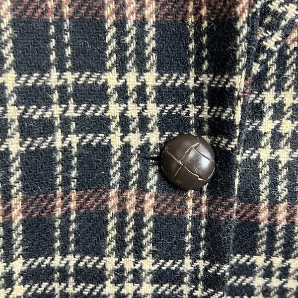 David N. Blazer Vintage Wool Plaid‎ Suede Trim Jacket Brown Black 10 Academia - Image 7