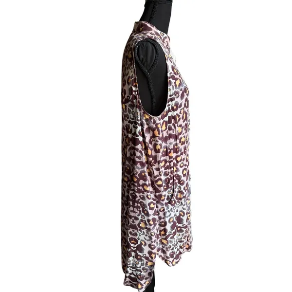 Mara Hoffman Leopard Print Sleeveless Button Front Tunic Top Small 100% Rayon - Image 4