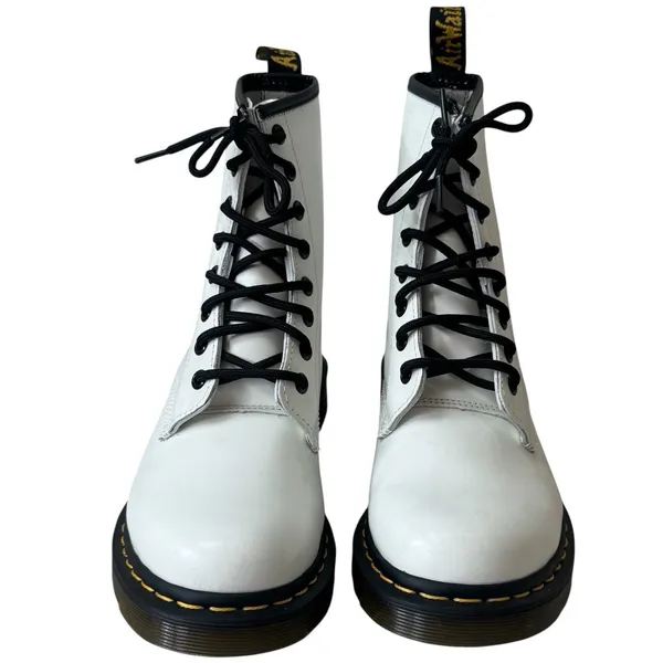 Dr. Marten's Patent Leather White 1460 Lace‎ Up Boots Capsule Grunge Rocker 8 - Image 5