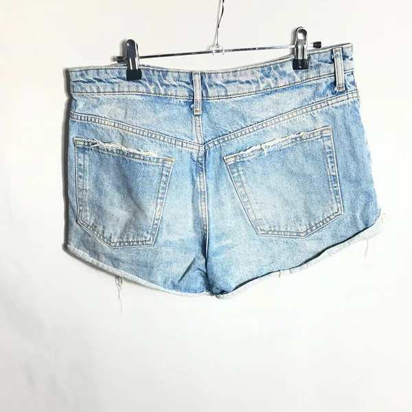 ZARA Distressed Denim Shorts Light Wash Cutoff Raw Hem Women’s US 10 - Image 2