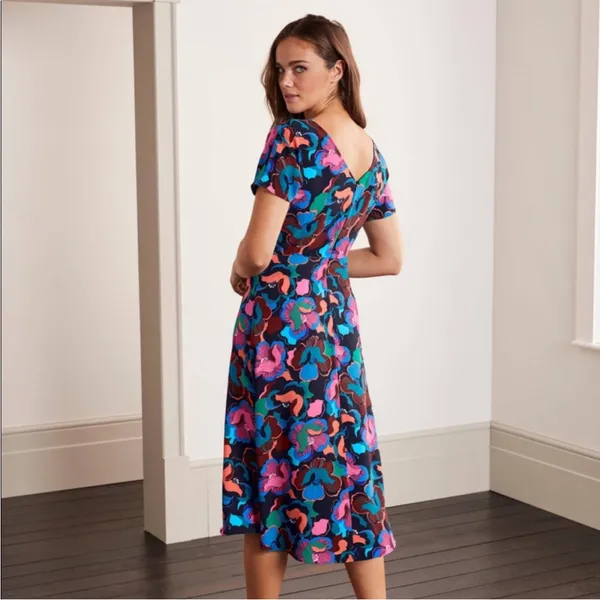 Boden Cynthia Floral Midi Tea Length Dress in US 6R - Image 3