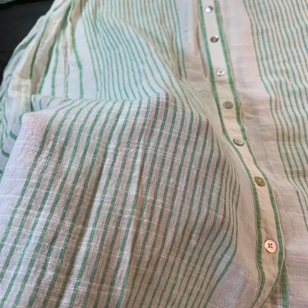 April Cornell Striped Button Down Tunic‎ Top Boho Gauze Womens S Semi Sheer READ - Image 4
