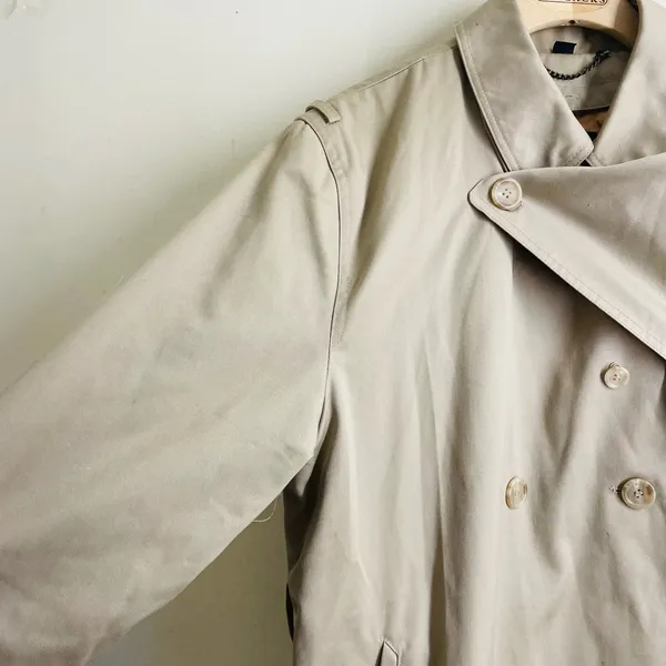 FoxRun by Lucien Padawer Vintage Trench Coat Beige Khaki Long Double Breasted 12 - Image 5