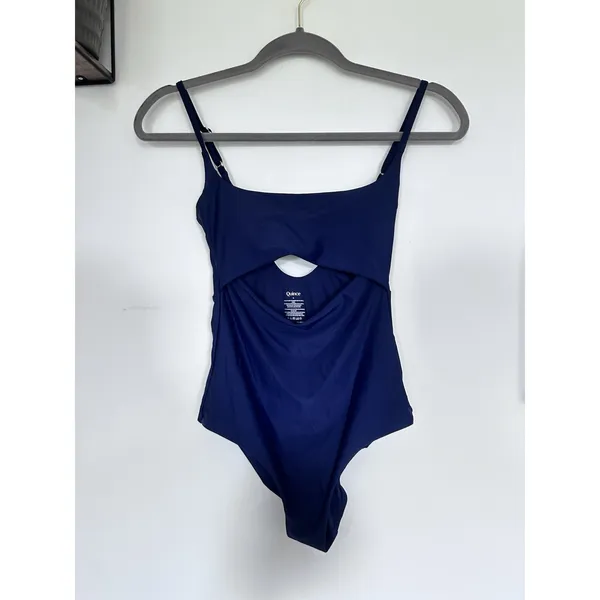 NWT Quince Deep Navy Blue Italian Cut Out One-Piece Swimsuit Small - Image 3