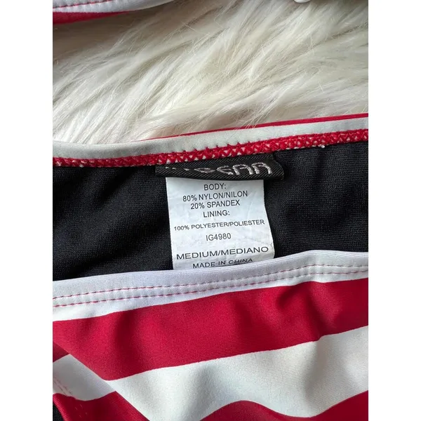 Ingear Medium Red and White Stripe Bandeau Bikini Set - Image 4