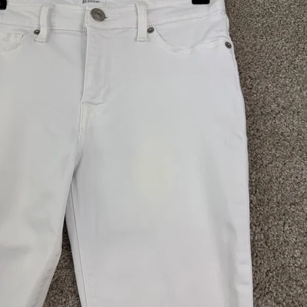 Hudson Skinny Jeans Womens 29 White Mid Rise Minimalist Designer Denim Preppy - Image 6