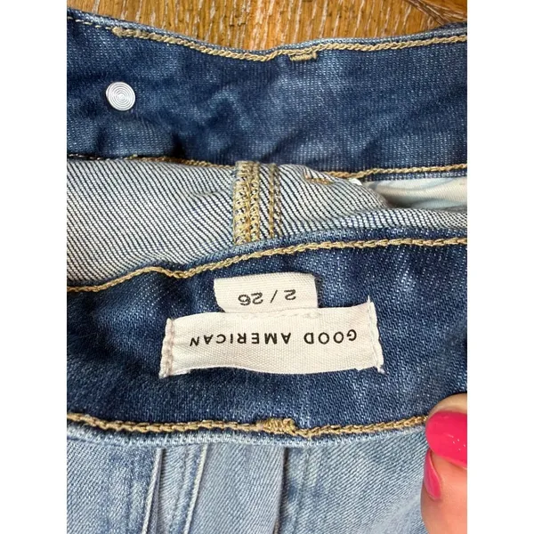 Good American Good True Straight Jeans Super High Rise Blue Indigo1243 Size 2/26 - Image 7