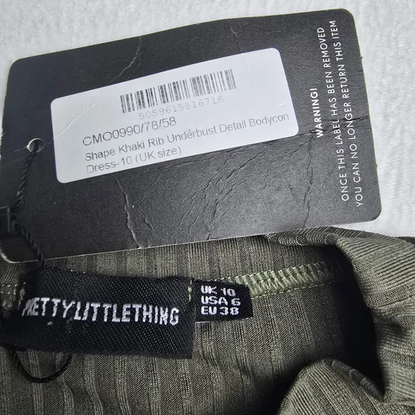 PrettyLittleThing 23Y NWT Khaki Rib Underbust‎ Detail Bodycon Mini Dress Size 6 - Image 4