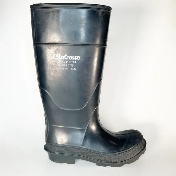 LaCrosse Black Rubber Steel Toe Safety Work Boots ANSI Z41 Women 7.5 / Men 6 - Image 7